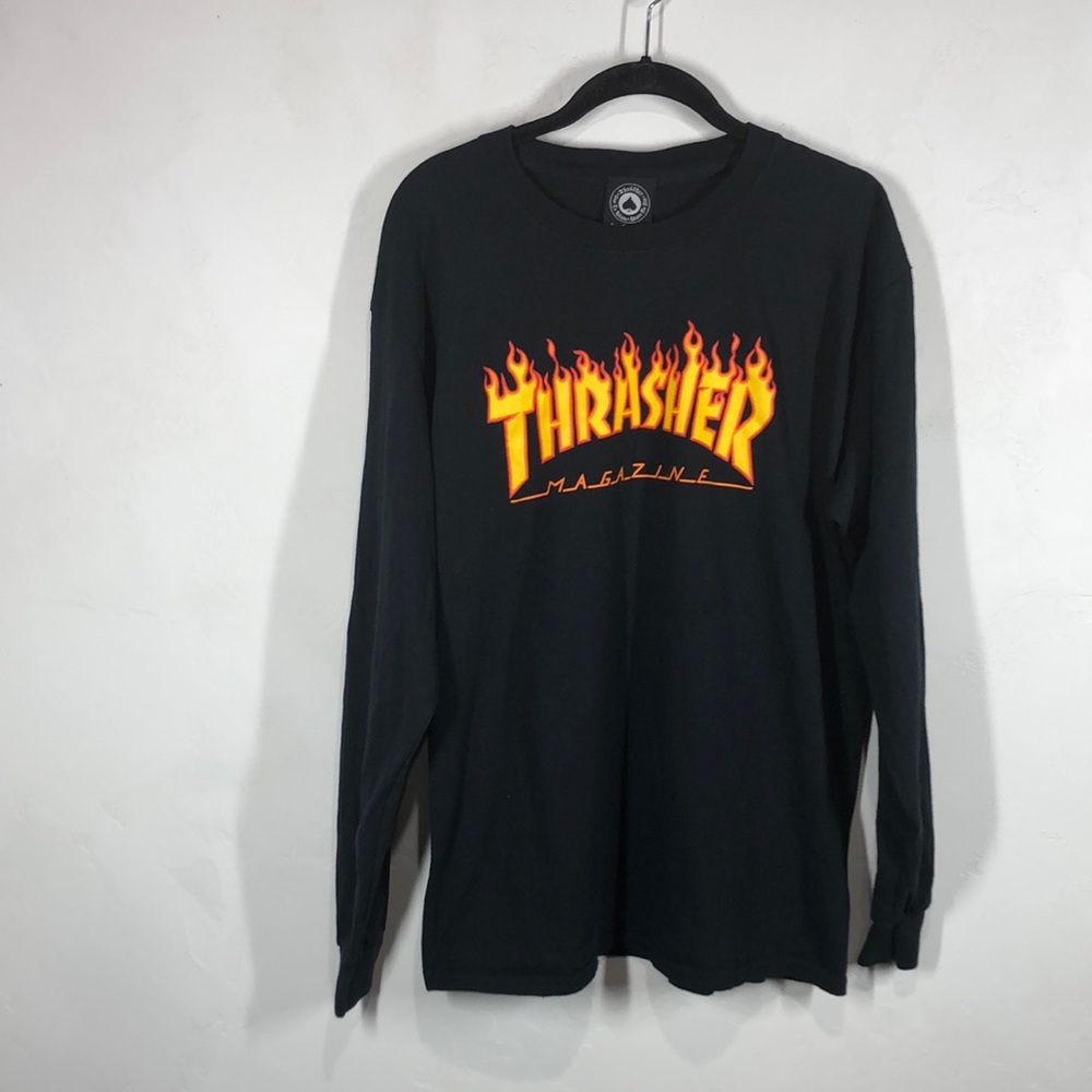 Thrasher Magazine black long sleeve tee